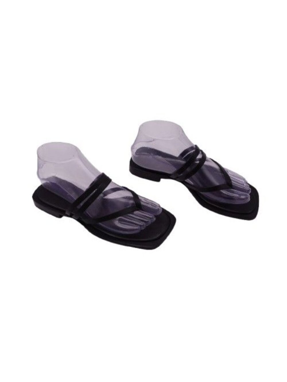 SCHUTZ Black Strappy Square-Toe Sandals